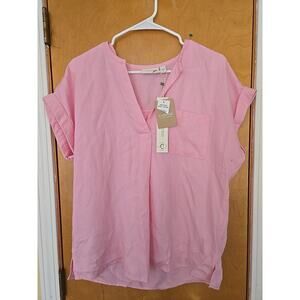 Ecothreads Womens Short Sleeve T Shirt Linen Feel Size Small- New